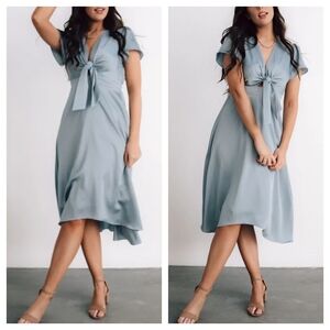 NWT Baltic Born Poppy Satin Midi Dress In Light Blue